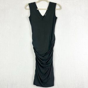 James Perse Cotton Ruched Bodycon Tank Dress Size 1 Small V-Neck Gray